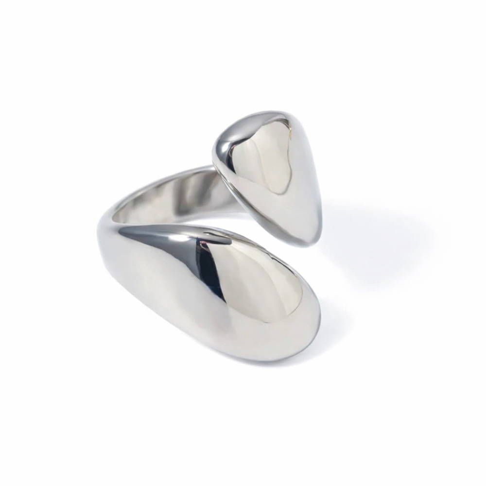 Polished Open Teardrop Silver Ring - Women Jewelry